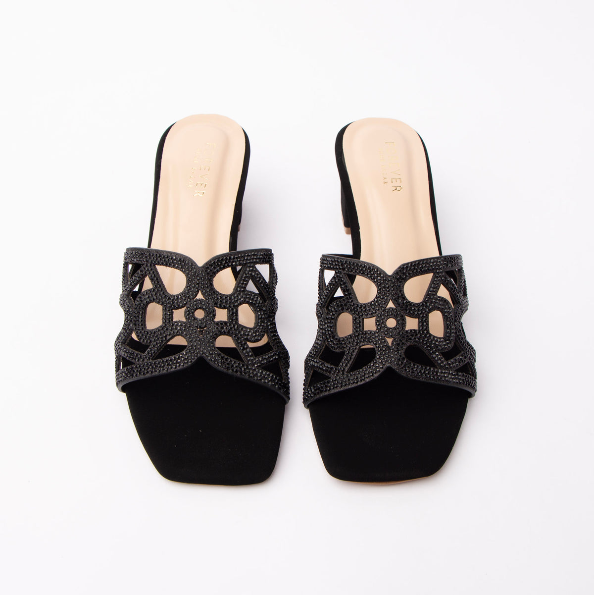 Black cut out block heel mules for women – Forever Shoe Bazar