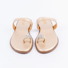 Gold flats for women with cushioned footbed, side view