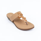 Beige studded ballet flats for women, polished stud detailing