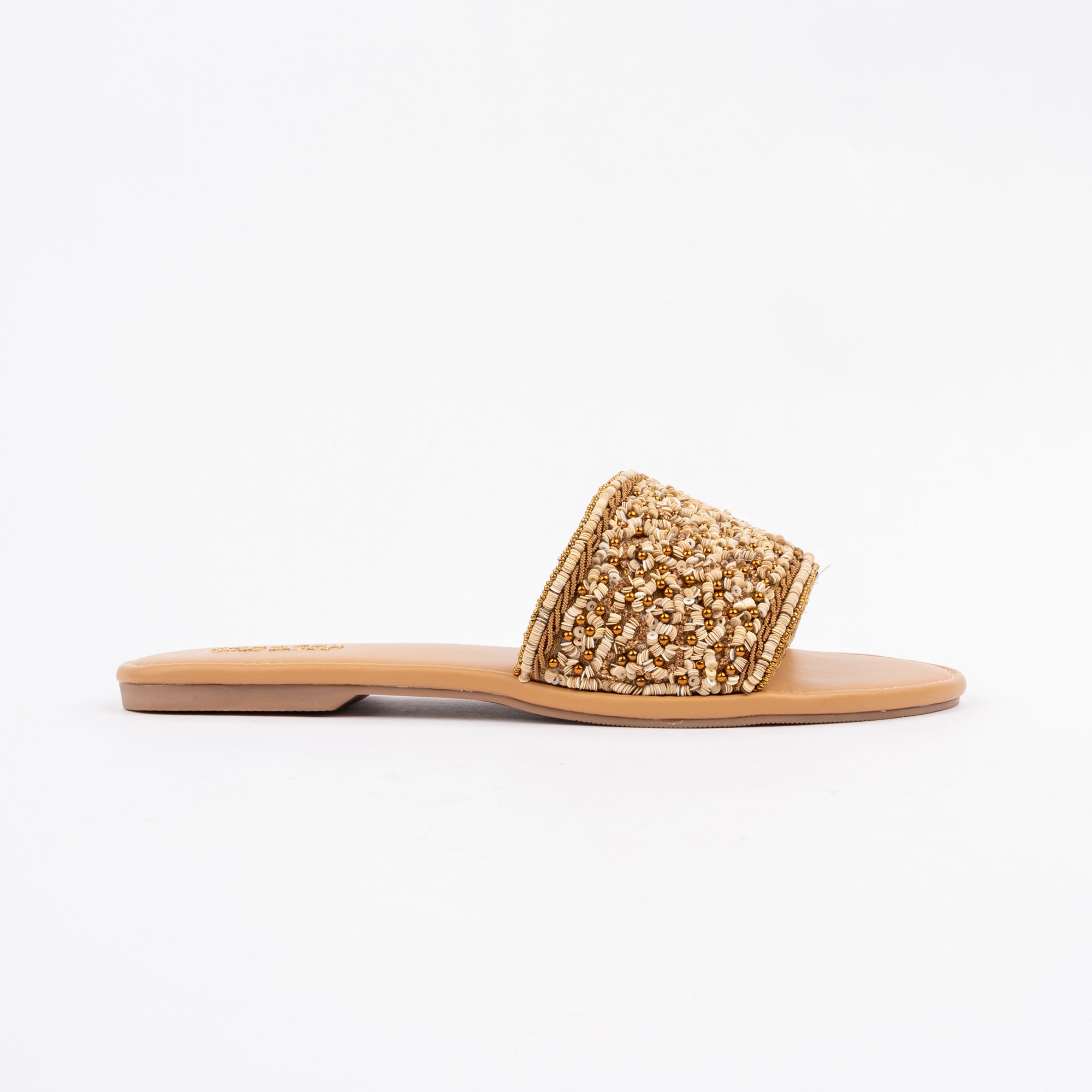 Antic flat slides styled for party wear