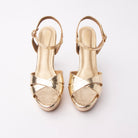 Gold snake print platform sandals for women – Forever Shoe Bazar