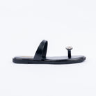 Black flats for women with cushioned footbed, side view