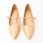 Beige mary jane kitten heels styled for everyday wear