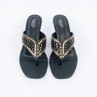 Black slim heel mules styled for party wear