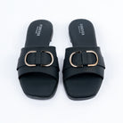 Black buckle ballet flats styled for everyday casual wear