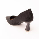 Black check print court shoes for women, back view showing the heel