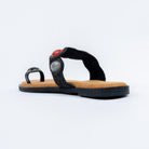 Black flats for women with cushioned footbed, side view
