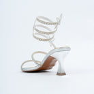 Silver block heel sandals styled for party wear