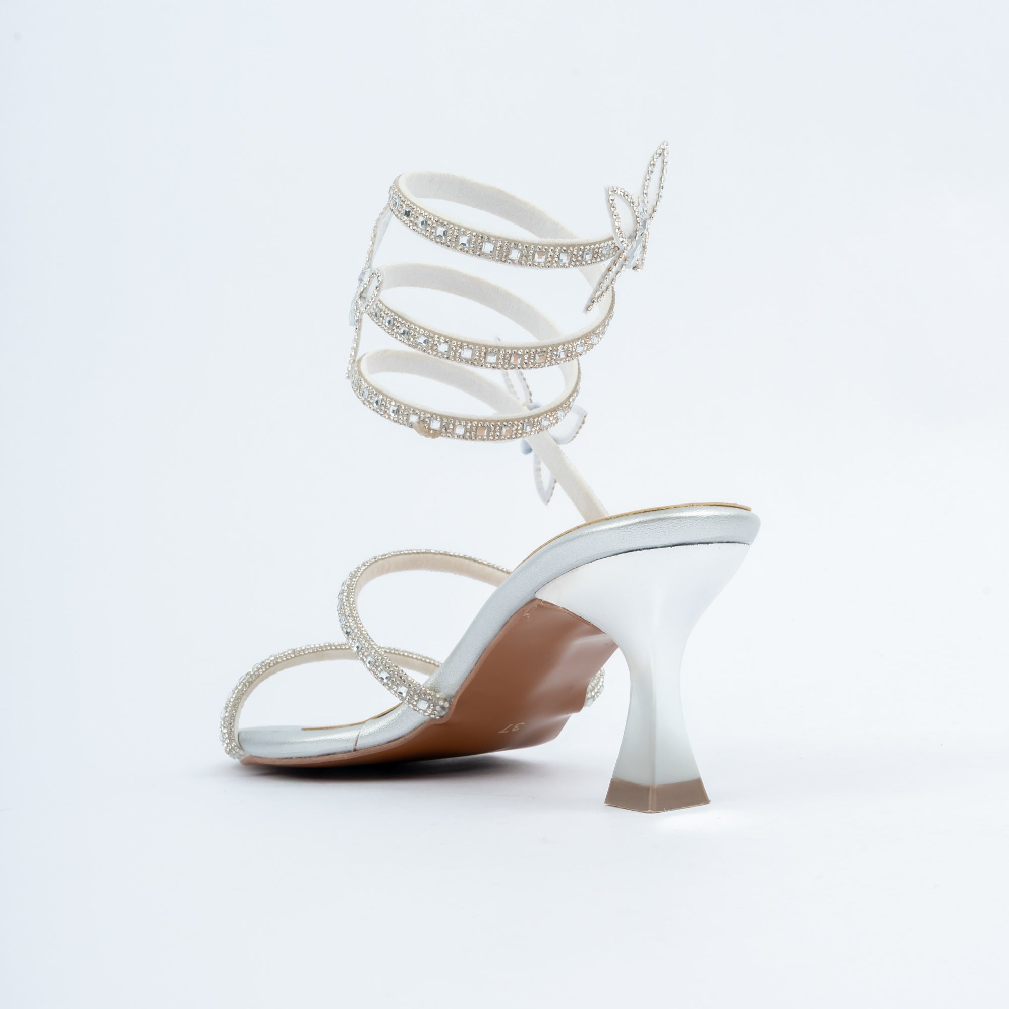 Silver block heel sandals styled for party wear
