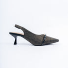 Black pumps styled for casual wear