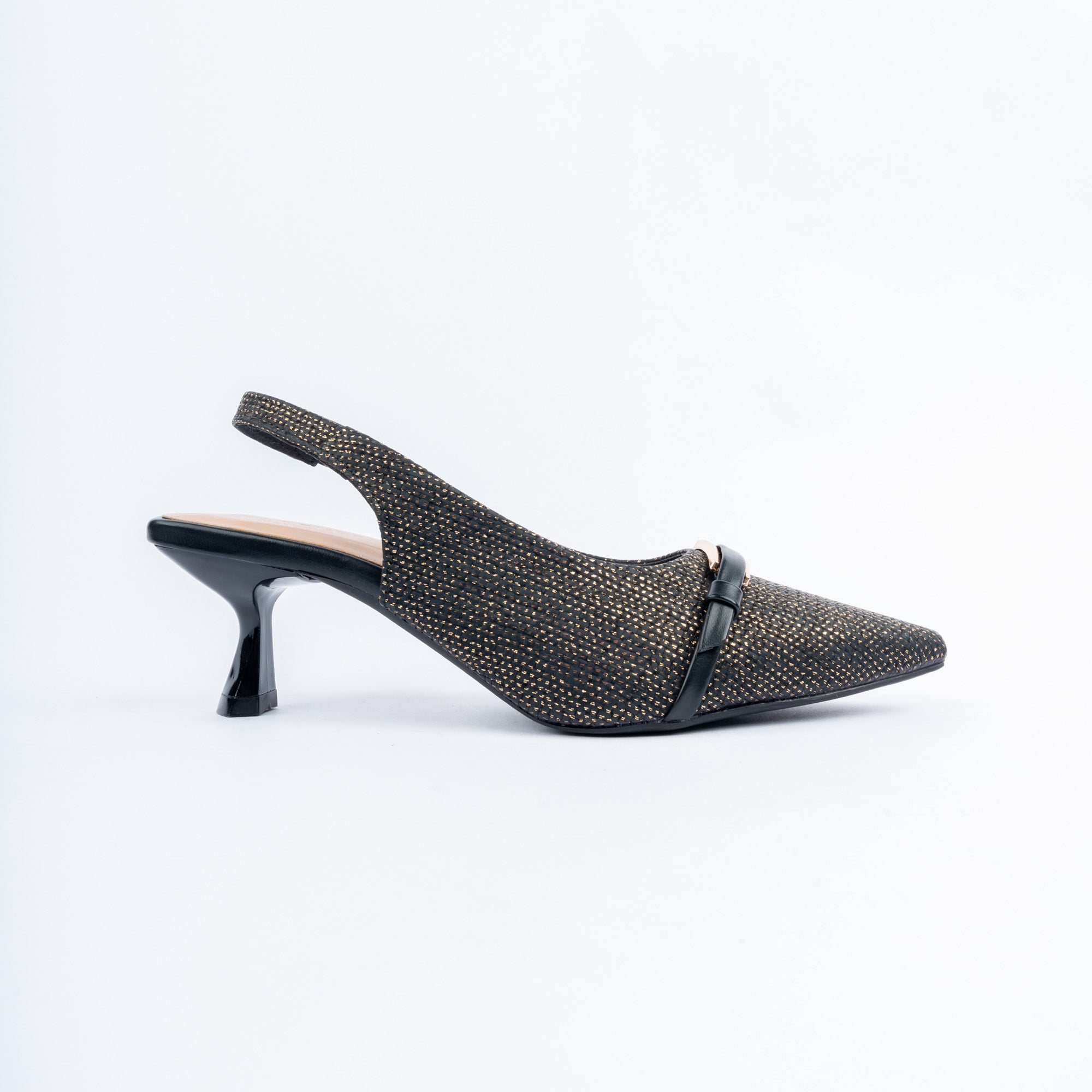 Black pumps styled for casual wear