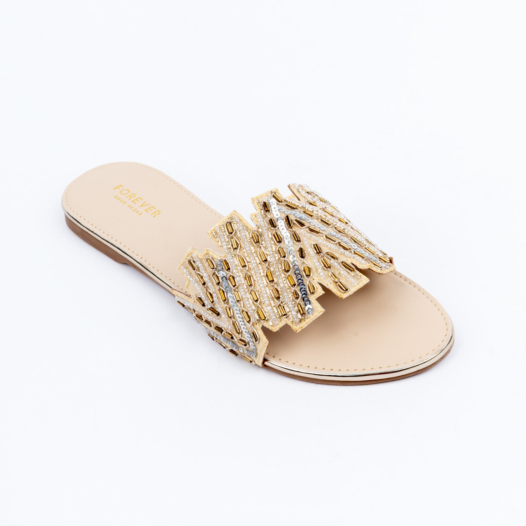 Gold party flats styled for party and festive wear