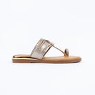 Gold flats for women with cushioned footbed, side view