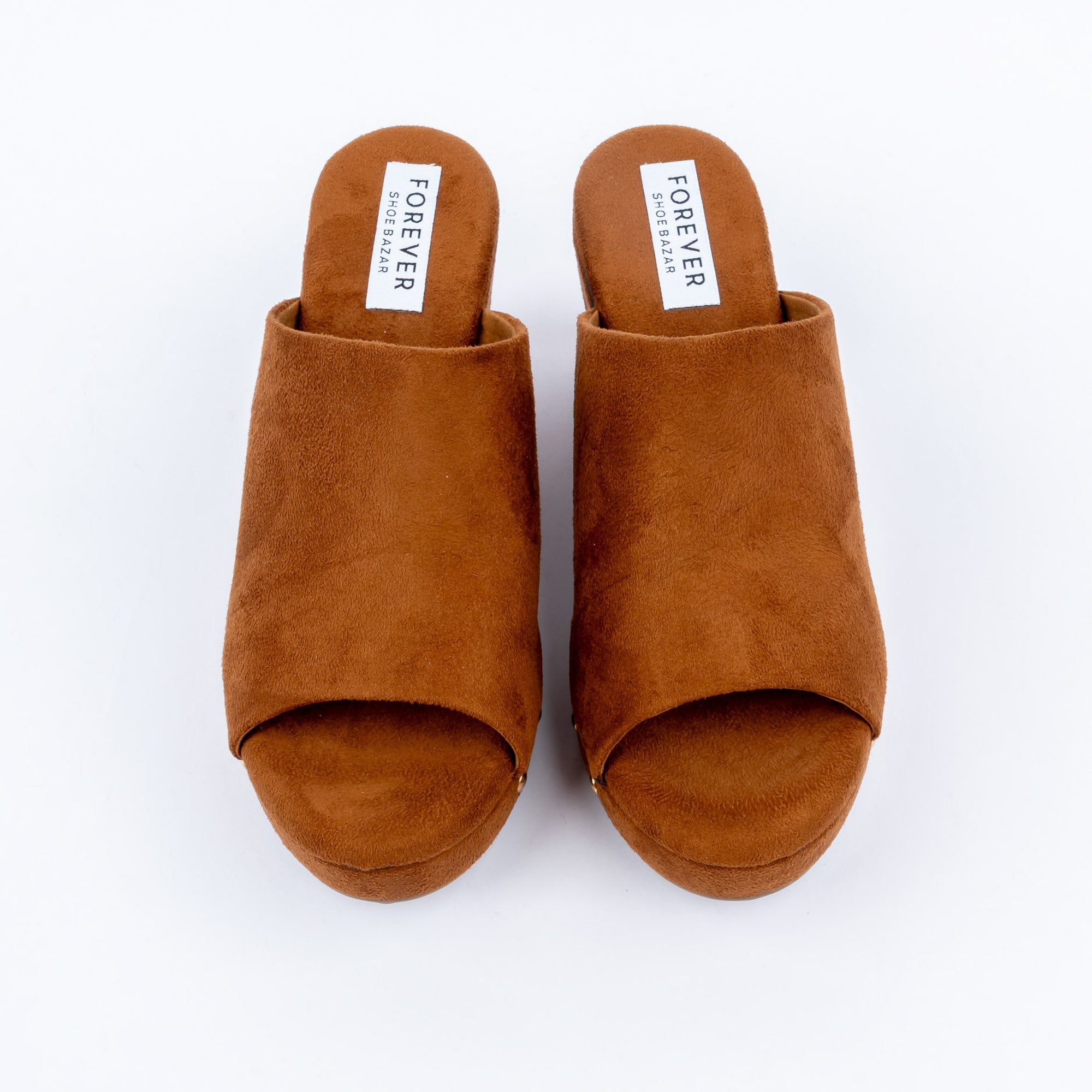 Tan platform heel mules for women – Forever Shoe Bazar