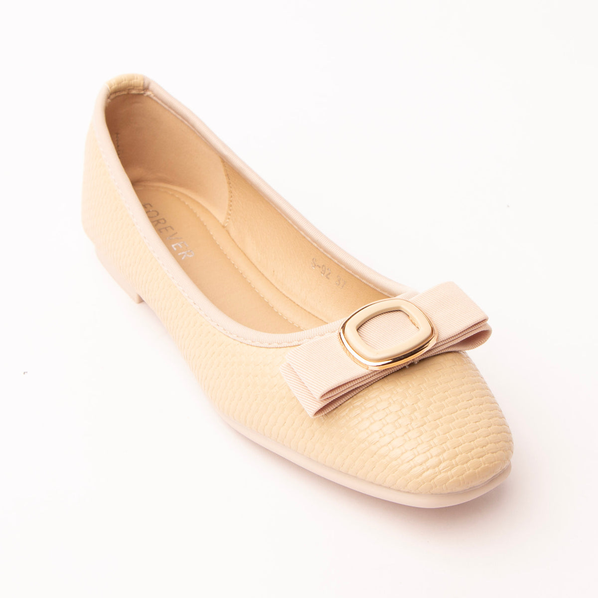 Khaki woven ballerina flats for women - Forever Shoe Bazar