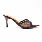 Black mules for women, side view