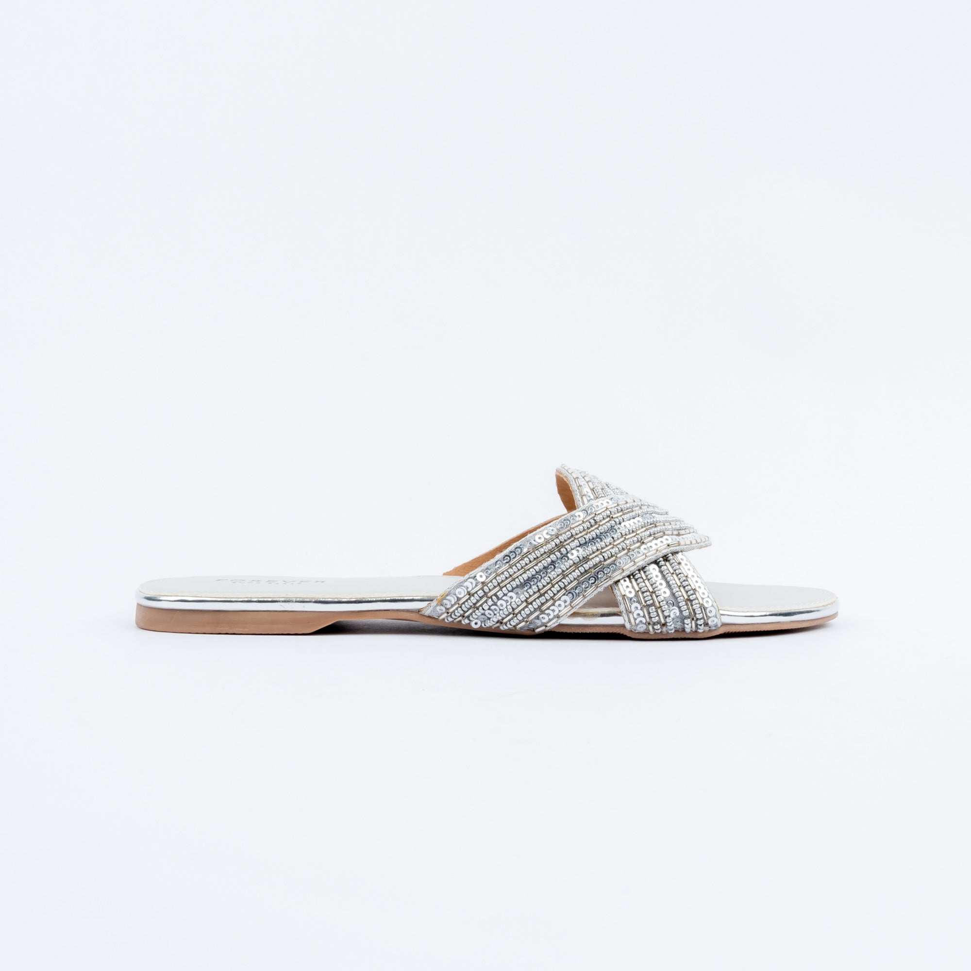 Silver metallic party flats for women – Forever Shoe Bazar