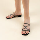 Do You Fancy? - Rhinestone Black Flats - view 2