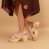 Where's My Wine?  - Beige Partywear Block Heels