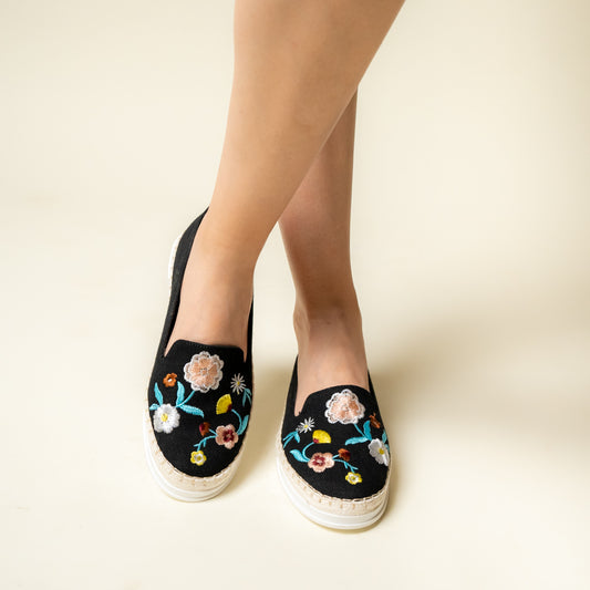 Roseline In Benaras - Black Casual Espadrilles