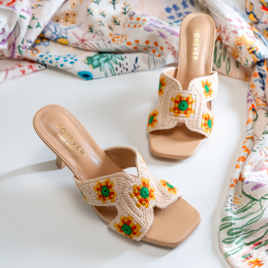Crochet Kicks - Beige Pencil Heels