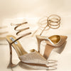 No Strings Attached - Gold Rhinestone Pencil Heels