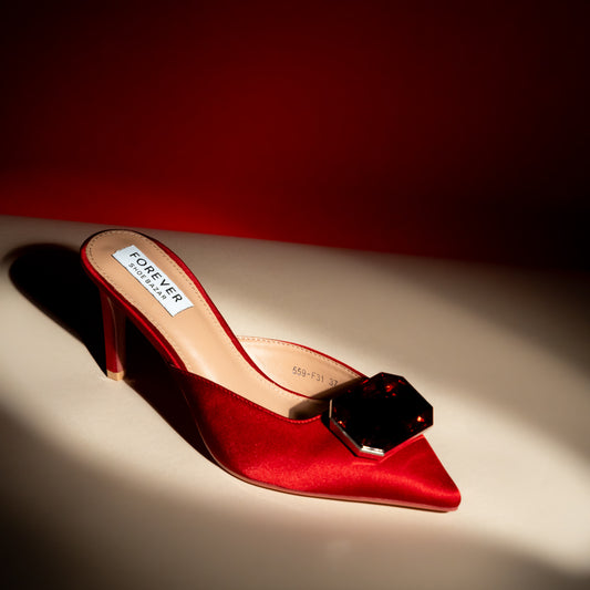 Live The Night - Red Partywear Pencil Heels