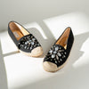 Diamante Flora - Black Embellished Partywear Loafers