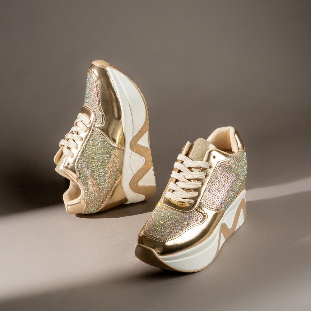 Rock The Party - Gold Partywear Sneakers . - view 7