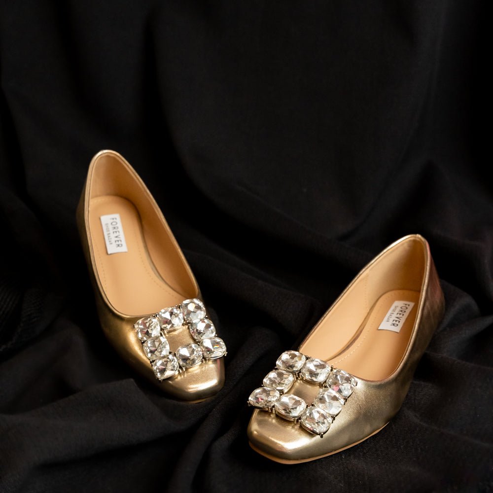 Glistening Aura - Gold Partywear Ballerinas - view 6