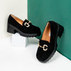 None Of Your Business - Black Block Heel Loafers
