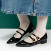 Pinterest Coded - Black Block Heel Ballerinas