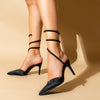 No Strings Attached - Black Rhinestone Pencil Heels