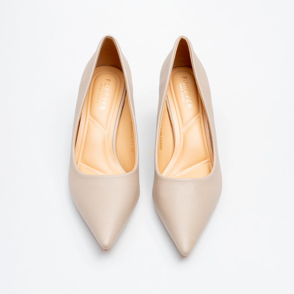 Celeste Classic Pointed Toe Pumps - Beige - view 4
