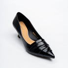 The Pleat - Black Pointed Kitten Heel Pump - view 2