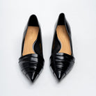 The Pleat - Black Pointed Kitten Heel Pump - view 3