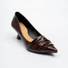 The Pleat - Coffee Pointed Kitten Heel Pump - view 2