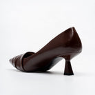 The Pleat - Coffee Pointed Kitten Heel Pump - view 5