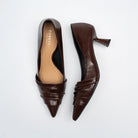 The Pleat - Coffee Pointed Kitten Heel Pump - view 4