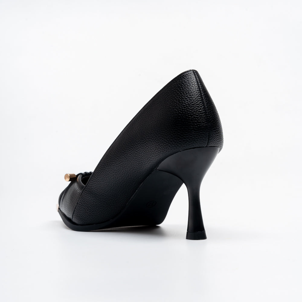 Raven Pleat Kitten Heel Pumps - Black - view 5
