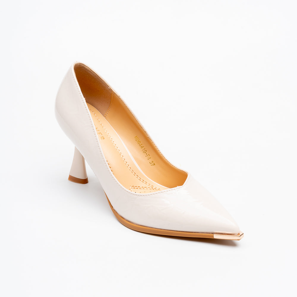 Aurora Metal Tip Pointed Toe Pumps - Beige - view 2