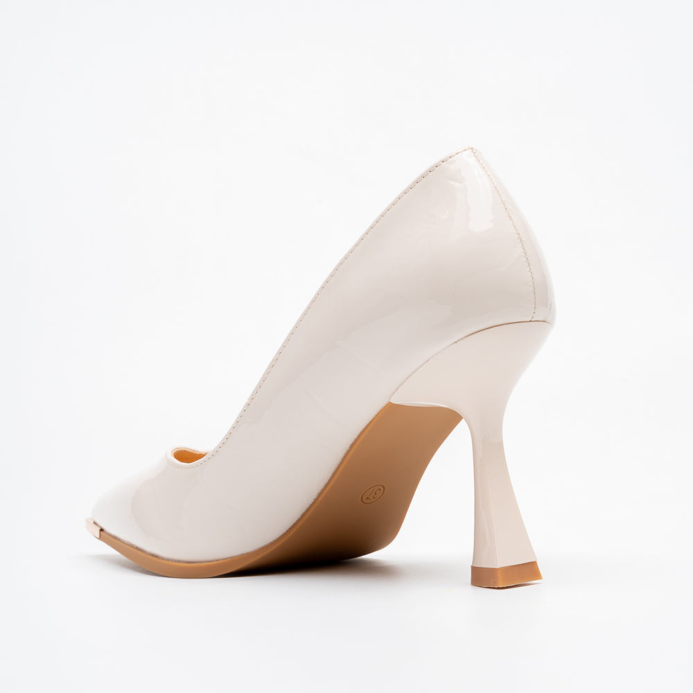 Aurora Metal Tip Pointed Toe Pumps - Beige - view 5