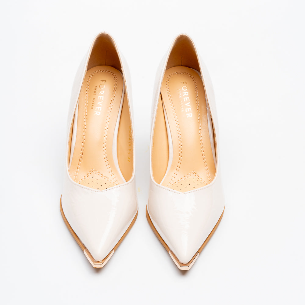 Aurora Metal Tip Pointed Toe Pumps - Beige - view 3
