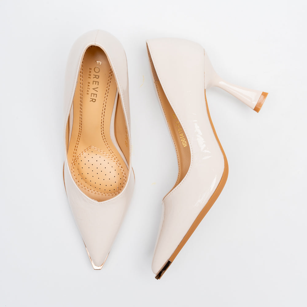 Aurora Metal Tip Pointed Toe Pumps - Beige - view 4