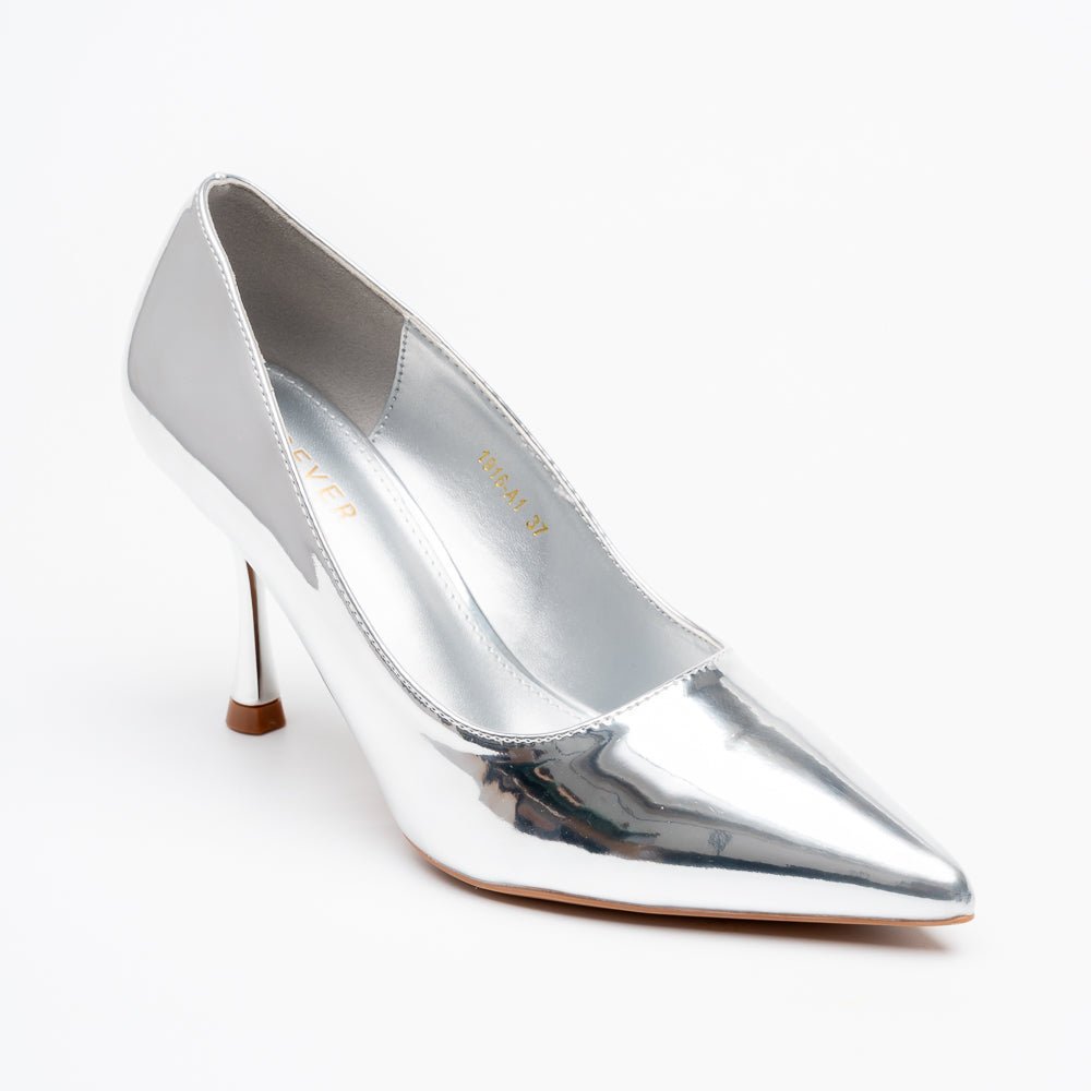 Noir Classic - Silver Patent Pointed Pump - view 2