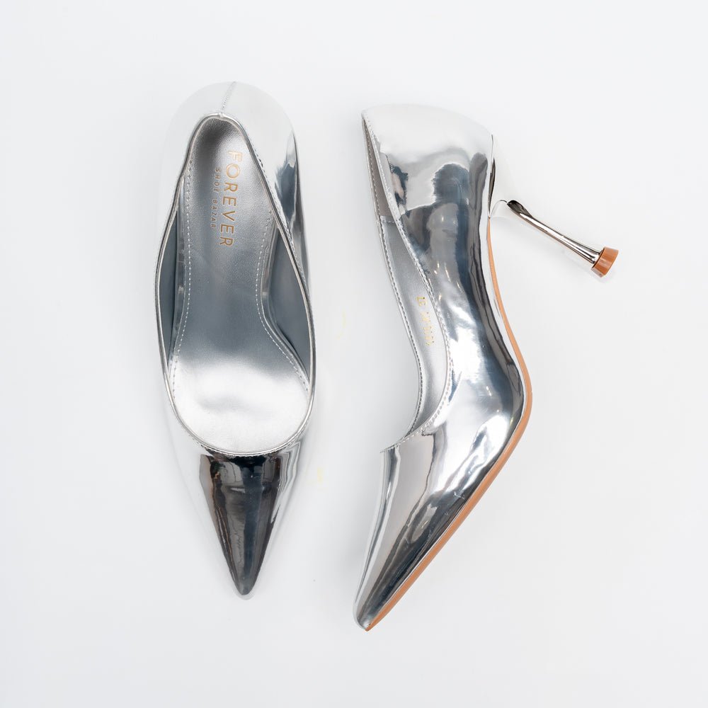 Noir Classic - Silver Patent Pointed Pump - view 4