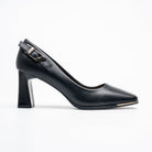 Vienna Buckle Block Heel Pumps - Black