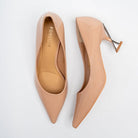 Celeste Sculpted Heel Pointed Toe Pumps - Khaki - view 4