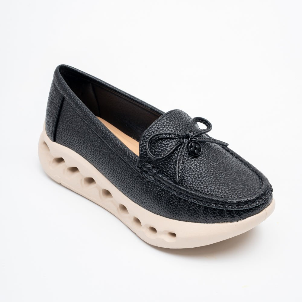 Perforated Posh - Black Loafers - view 2