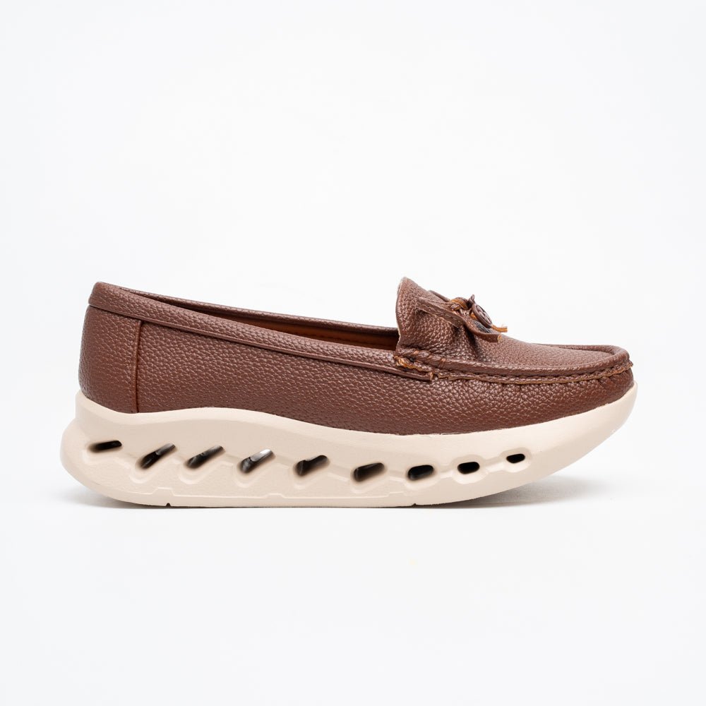 Perforated Posh - Brown Loafers
